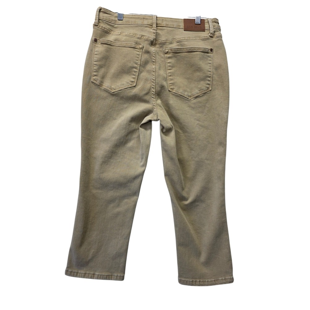 Judy Blue Tan Khaki Garment Dyed Cropped Straigtht Jeans Womens 13/31 - Picture 2 of 10
